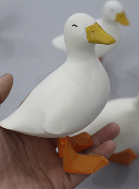 [魔物木]木质柯达鸭摆件椴木彩绘装饰工艺品摆饰创意礼品家居