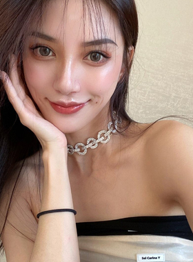 CHOKER大牌时髦银色超闪网红项链