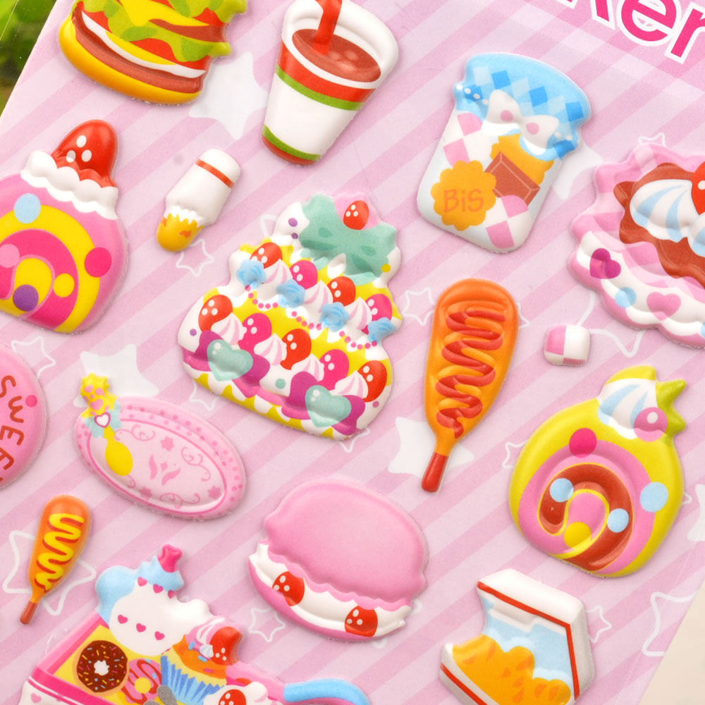 儿童玩具冰激凌蛋糕点心食物3D立体泡泡贴画可爱男女孩宝宝粘贴纸,淘宝优惠券,粉丝福利购,淘宝优惠卷