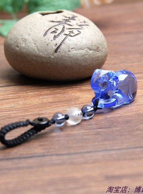 蓝水晶羊钥匙扣挂件汽车挂坠