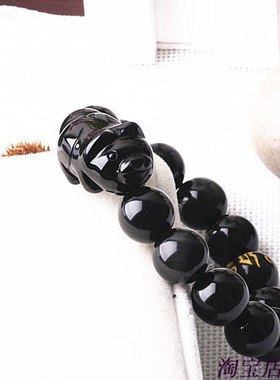天然黑曜石猪手链男女款猪手串