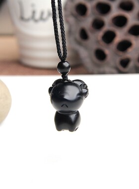 博语生肖天然黑曜石羊挂件羊挂坠