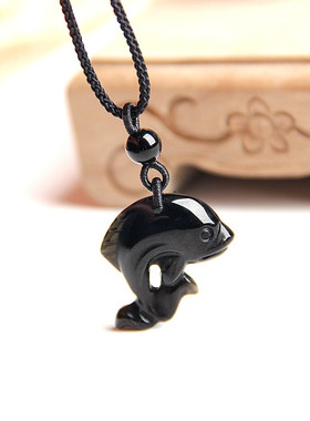 海豚吊坠水晶海豚项链挂件