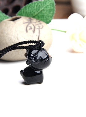 天然黑曜石小羊挂件羊挂坠羊项链