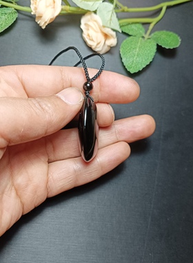 天然彩虹眼黑曜石挂件水滴吊坠