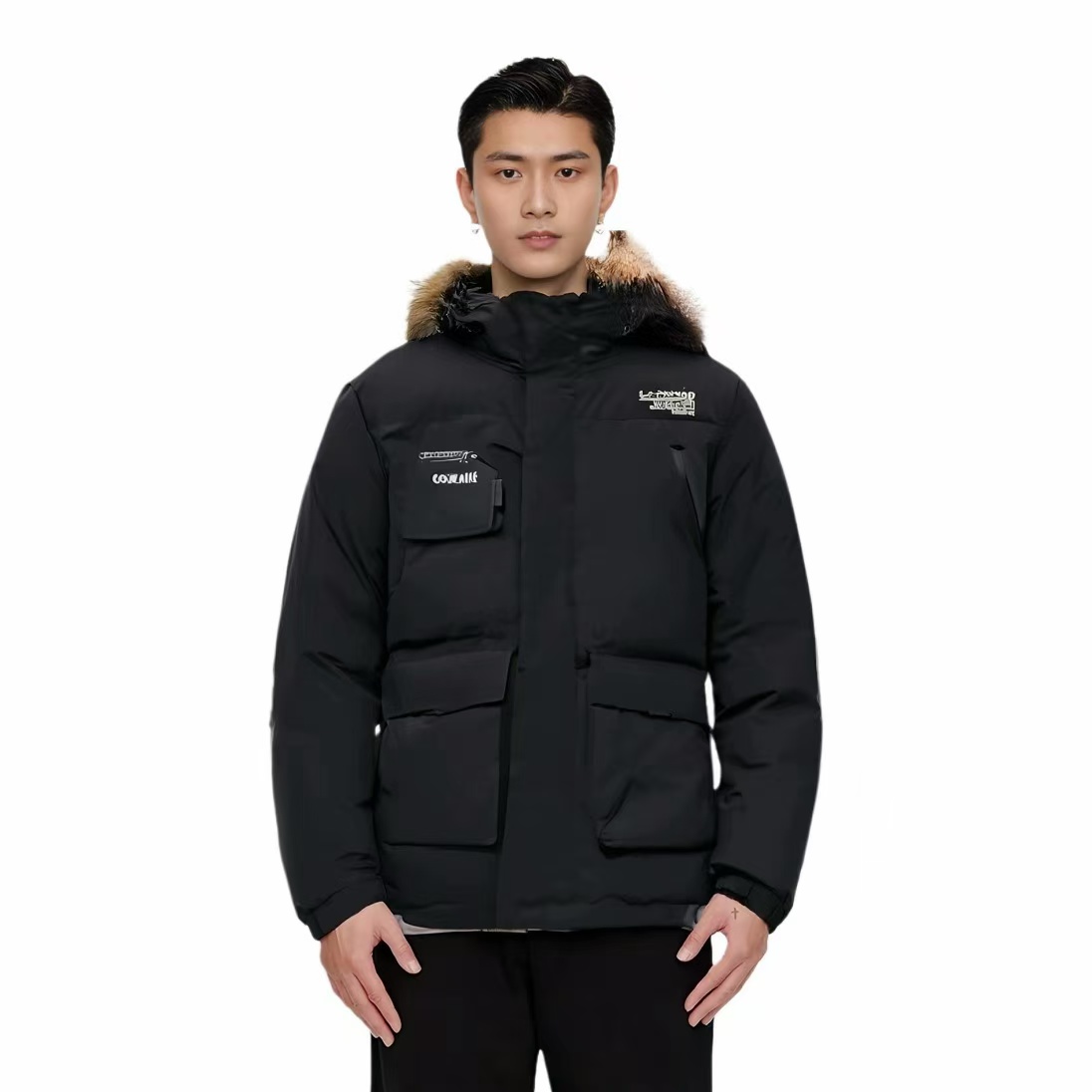 李宁短羽绒服男女同款2022冬季立领宽松情侣运动服外套AYMS307 - 图1