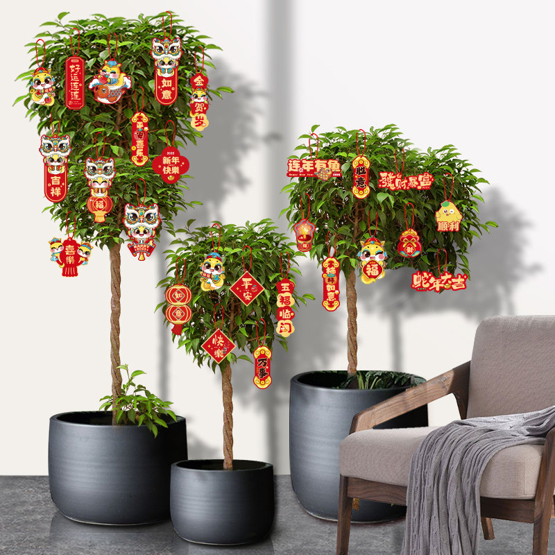 2025蛇年福字小挂件创意新年小灯笼装饰品春节盆景绿植小挂饰布置