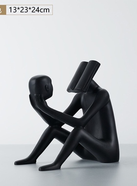 创意人头看书摆伴北欧风格桌面装饰品摆件设计师玄关客厅书房摆件