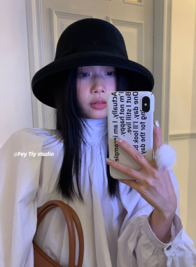 纯羊毛fever同款毛呢帽法式盆帽