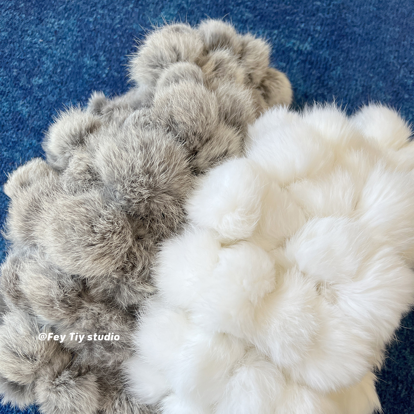 feytiy 兔毛球球围巾~冬季新款千禧年保暖皮草毛毛围脖百搭浅灰,淘宝优惠券,粉丝福利购,淘宝优惠卷