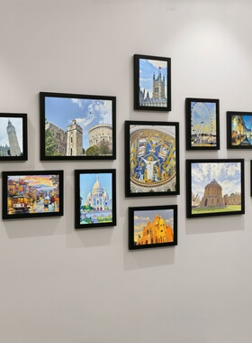 建筑系客厅装饰画油画相框沙发背景墙挂画抽象风景海报照片墙
