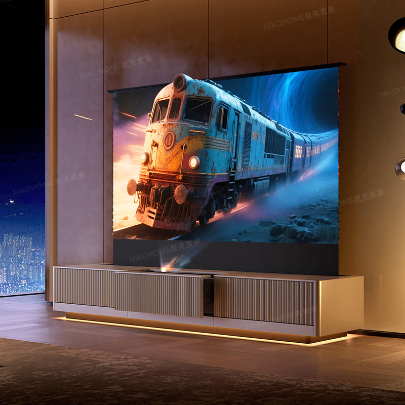 Nick Aijia fully automatic screen-up laser TV all-in-one cabinet laser TV cabinet hidden pan/tilt 100 inches