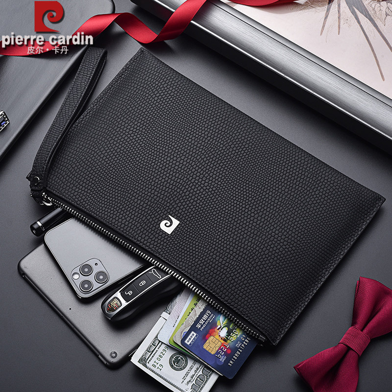 皮尔卡丹男士真皮信封包休闲手拿包 敏福服饰男士包袋