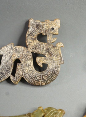 回流创汇老物件和田玉龙纹配饰瑞兽挂件古玉老玉M5