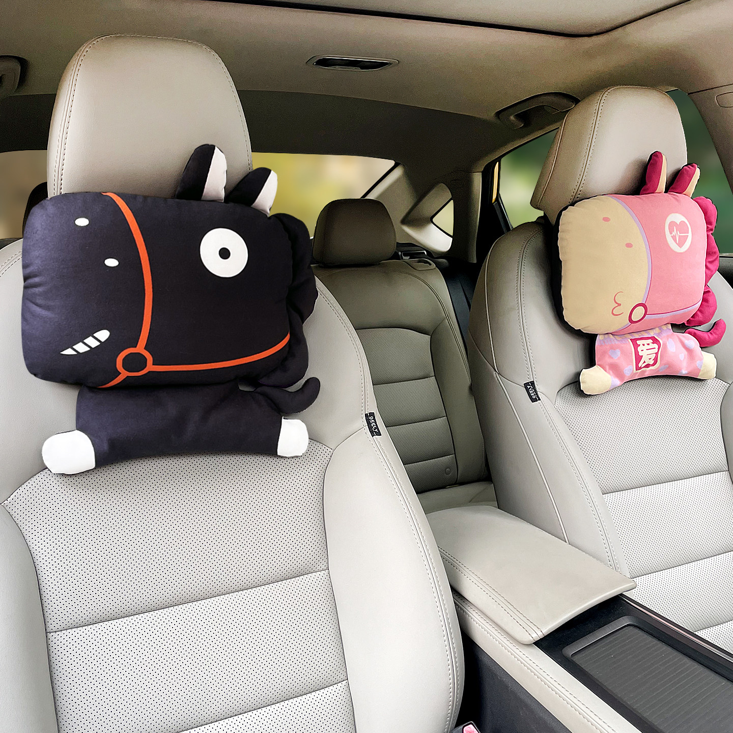 2026马年新款卡通汽车头枕十二生肖本命年创意车载护颈枕玩偶用品,淘宝优惠券,粉丝福利购,淘宝优惠卷