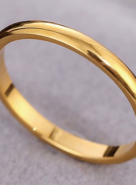 钛钢素圈光面钻石戒指ring女戒女