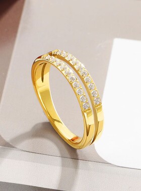 镶钻钛钢时尚戒指ring女戒女高级