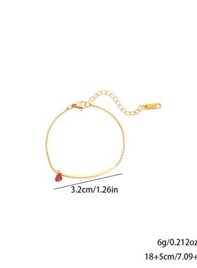 简约气质红色爱心弯管钛钢手链女