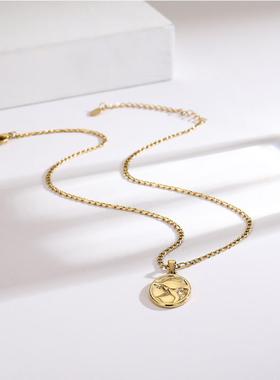 欧美时尚个性人像椭圆钛钢项链女