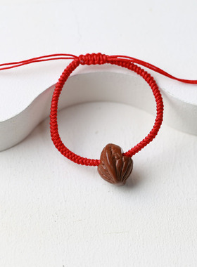 婴儿红绳金刚结野生龙纹桃核手链