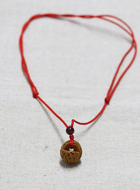 宝宝婴儿童平安桃篮项链野生手工