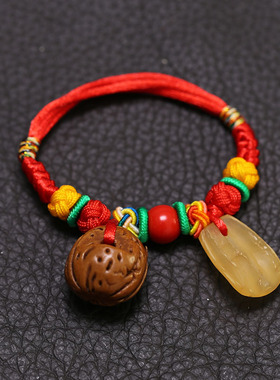 小孩猪惊骨鱼惊天然桃核手链