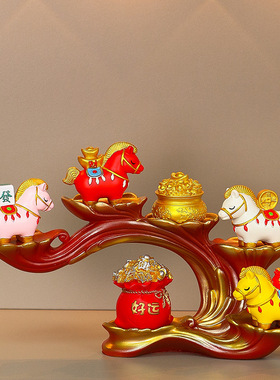 新年吉祥物国潮马套装玄关电视柜家居装饰摆件创意马年乔迁礼品