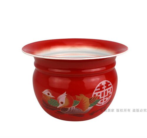 加厚22CM柿型搪瓷痰盂.儿童座便器.便盆.老人痰盂.婚庆痰盂 - 图2