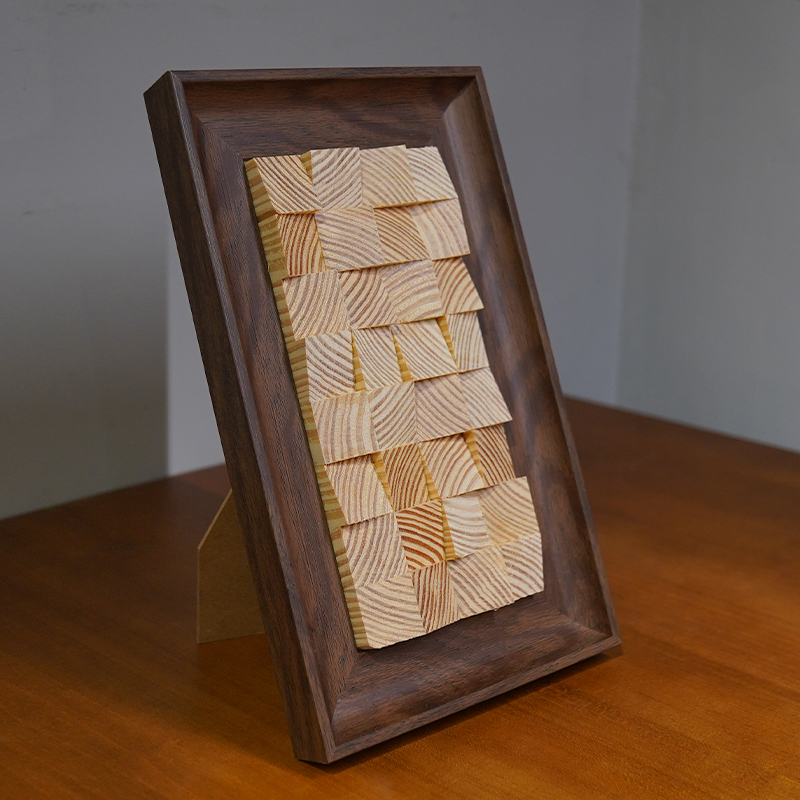 YIMU现代简约装饰画3d立体实木马赛克复古创意墙面挂画桌面摆台 - 图1