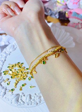 王小仙女古法金翡翠水滴小吊坠