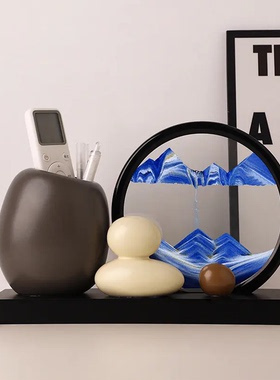 时来运转沙漏笔筒办公室桌面摆件