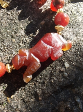 东南亚缅甸骠系小老虎pyu老玛瑙古珠多宝手链手串