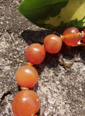 藏传明清老甘南红玛瑙手链橘橙色老玛瑙古珠手链手串