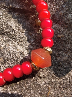 开播福利红色白芯琉璃珠西亚老玛瑙飞碟珠古珠手串