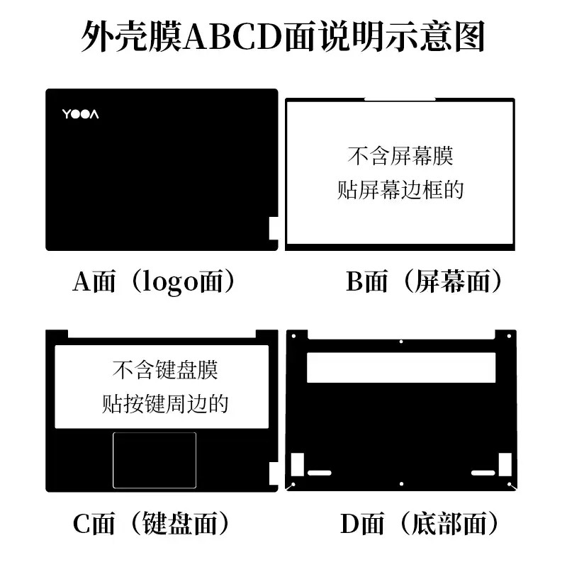 适用14寸联想yoga 14s ITL 2021外壳机身保护膜透明磨砂全面屏笔记本电脑贴纸全套免剪裁 - 图2