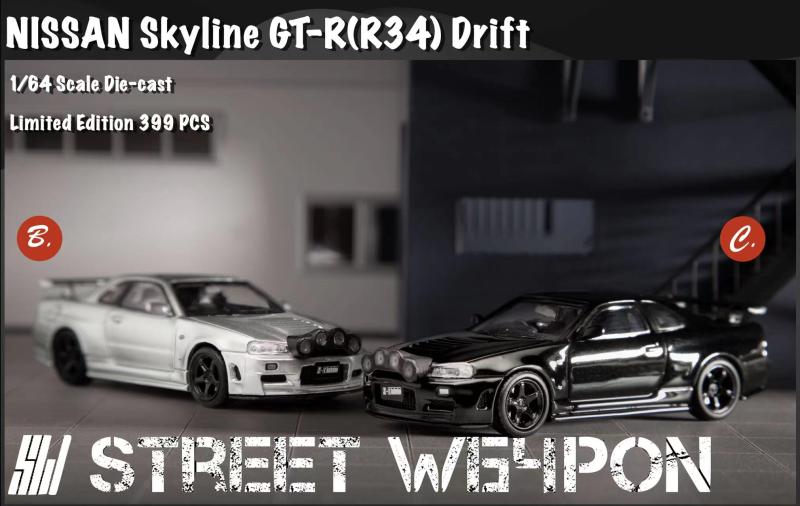 SW现货Street Weapon 1:64尼桑GTR34露营camper漂移drift汽车模型 - 图3