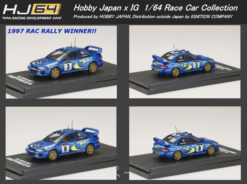HJ联名IG Hobby JAPAN 1:64斯巴鲁IMPREZA翼豹WRC 3#8#汽车模型-图3