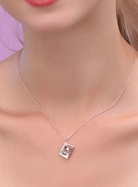 925银一封情书项链女镀18K玫瑰金简约锁骨个性装饰女士学生时尚