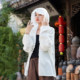 Cool sauté hooded cape top linen cotton sunscreen shirt