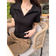 Superniniyy Gaozhi ອາວຸໂສ m1u ແບບ bookish elegant polo lapel ແອວບ່າຊື່, ເສື້ອທີເຊີດແຂນສັ້ນ