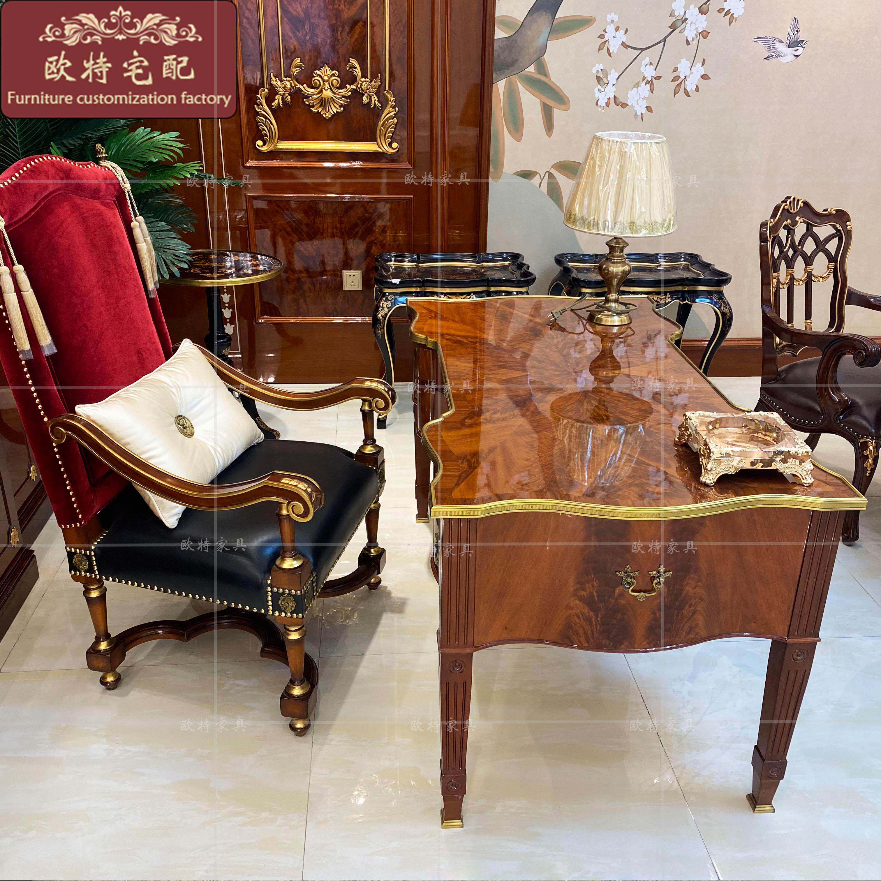 亚历山大家具英式别墅书桌实木写字台欧式古典办公桌