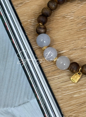 「SpringRain」白月光翡翠足金沉香手串 私信