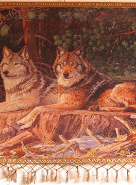 蒙古毡画狼情侣蒙特色挂画装饰画