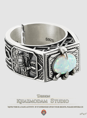 霍比特人戒指925纯银魔戒欧泊石