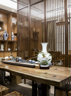 插花白色粉彩酒店柜台摆设陶瓷器