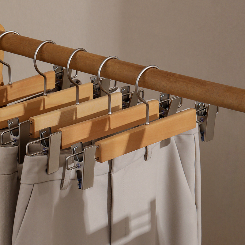 天纵实木裤架裤夹家用衣柜无痕防滑裤夹子群夹裤挂裤子专用衣架子,淘宝优惠券,粉丝福利购,淘宝优惠卷