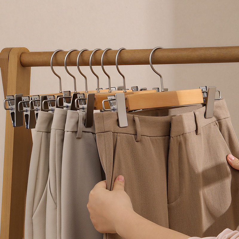 天纵实木裤架裤夹家用衣柜无痕防滑裤夹子群夹裤挂裤子专用衣架子,淘宝优惠券,粉丝福利购,淘宝优惠卷