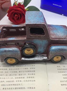 创意复古绿色小卡车鲜花植物多肉