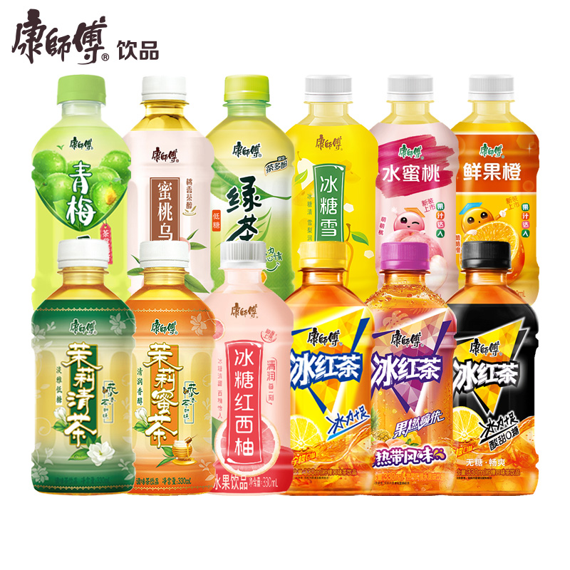 康师傅冰红茶330ml*12瓶迷你小瓶装绿茶茉莉蜜茶酸梅汤饮料组合装 - 图0