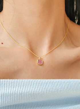 红纹石银项链小众简约轻奢锁骨链